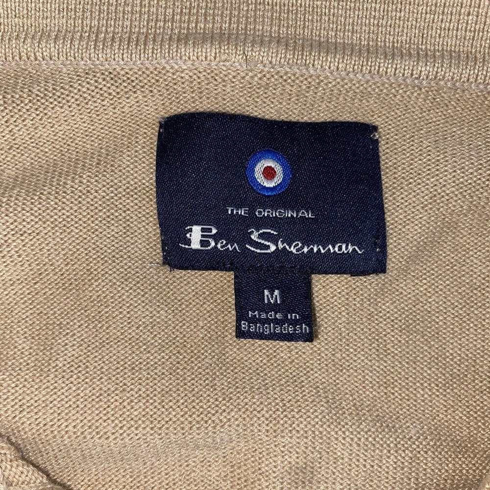 Ben Sherman Vertical Ribbed Cream Beige Knitted Polo W Pocket Size Medium 1372‎ - Picture 2 of 8